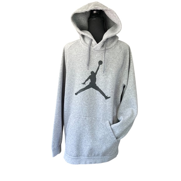 Jordan Other - Air Jordan Jumpman Center Logo Heathered Gray Mens Lg Pullover Fleece Hoodie
